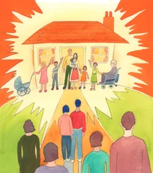 Et kristent ægteskab, der leves, som det bør leves, er som en lampe på en bakke for samfundet; en sakramental forening fuld af nåde, 2005 (akvarel på papir)