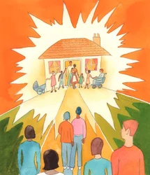 Et kristent ægteskab, der leves, som det bør leves, er som en lampe på en bakke for samfundet; en sakramental forening fuld af nåde, 2005 (akvarel på papir)
