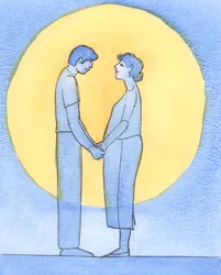 Et ægtepar, der virkelig elsker hinanden og virkelig elsker Gud, ønsker at gøre hans vilje, 2002 (w/c på papir)