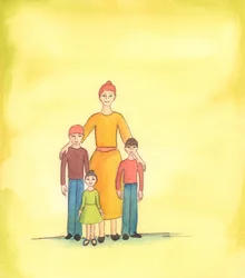 En mor giver Gud glæde, når hun elsker og tager sig af sine børn, 2005 (akvarel på papir)