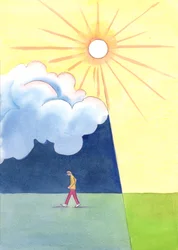 En person, der afviser Gud, går ind i åndeligt mørke, 2003 (w/c på papir)