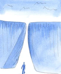 En klog kristen siger aldrig: "Denne vej foran mig er så svær eller smertefuld, at Gud umuligt kan ønske, at jeg følger den", 2005 (akvarel på papir).