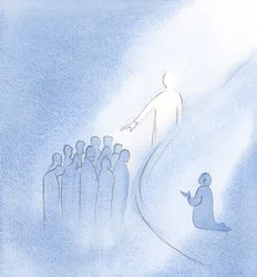 Da Kristus kom ind i min sjæl, rakte han sin hånd frem og han velsignede alle de kære, som jeg holder op i bøn., 2000 (w/c på papir)