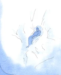 Som et barn hviler efter at have leget på en snemark, så kan jeg hvile i Gud, vugget i hans guddommelighed, når jeg vender mig til ham i tillid, 2003 (w/c på papir)