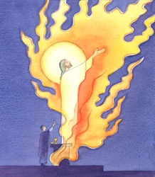 Ved messen beder vi med Kristus, der rækker ud til Faderen i Helligåndens brændende kærlighed, 2000 (w/c på papir)