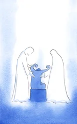 Kristus og Vor Frue er altid ivrige efter at hjælpe os. Deres assistance er øm, personlig og uophørlig, hele vejen til himlen, 2002 (w/c på papir)