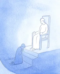 Kristus viste sig som en konge og tillod mig at sidde ved hans fødder som en angrende, 2000 (w/c på papir)