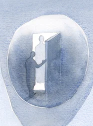 Kristus lærte mig at åbne sjælens "dør" i bøn og lade sit lys skinne indeni, 2000 (w/c på papir)