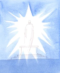 Kristus var til stede i herlighed ved indvielsen, strålende af guddommelig majestæt, og afslørede sig selv som den sande Gud, gjort til menneske, som i sin ydmyghed var villig til at acceptere forfølgelse og død, 2005 (akvarel på papir).