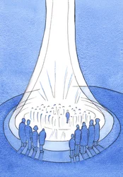 Kristi offer - ofret fra jorden - er som et fyrtårn af lys før himlen, 2002 (w/c på papir)