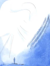Hver gang vi beder den "Hellige, Hellige, Hellige Herre", slutter vi os til vores stemmer med de hellige og engle, der tilbyder den samme lovprisning i himlen, 2003 (w/c på papir)