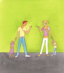 Gud, vores Fader, ønsker ikke at se familier blive ødelagt. Han ønsker ikke at se vold mellem ægtefæller eller svigt, 2005 (akvarel på papir)