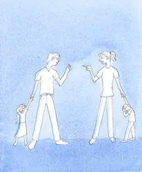 Gud, vores Fader, ønsker ikke at se familier blive ødelagt. Han ønsker ikke at se vold mellem ægtefæller eller svigt, 2005 (akvarel på papir)