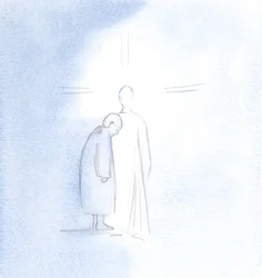 Jeg så sjælen af denne kvinde, der var død, stå ved siden af Kristus, glad og i fred, efter at renselsen af skærsilden var afsluttet, 2000 (w/c på papir)