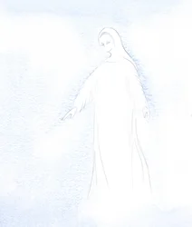 Jeg fik et glimt af vor hellige moder Marias værdighed og af den herlighed, som hun nu modtager i himlen., 2001 (w/c på papir)