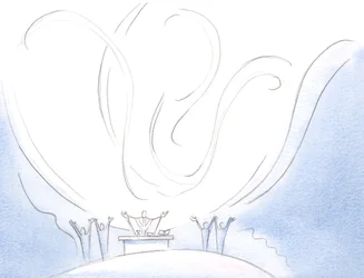 I den hellige nadver kalder Kristus den tillidsfulde sjæl til himmelsk dans, i glæden ved den hellige treenighed, 2000 (w/c på papir)