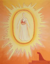 Når jeg vender mig til den opstandne Kristus, som er hos Faderen i himlen, finder jeg i Kristus alle de frelsende begivenheder i hans liv, som er årsagen til mit håb, 2002 (olie om bord)