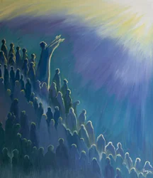 Det er gennem Jesus, som går i forbøn for os ved den hellige messe, at vores bøn stiger til Faderen, i Ånden, 2000 (olie om bord)
