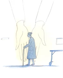Uanset hvor meget forvirring eller usikkerhed vi oplever - selv i sygdom eller fare - er der en levende Gud, som styrer universet, og i hvis varetægt vi lever, 2005 (akvarel på papir).