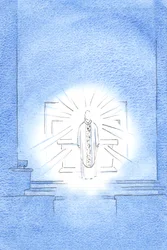 På besøgsfesten dukkede Kristus op, iført en gylden kasubel til ære for sin Hellige Moder Maria, 2002 (w/c på papir)