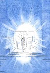 På besøgsfesten dukkede Kristus op, iført en gylden kasubel til ære for sin Hellige Moder Maria, 2002 (w/c på papir)