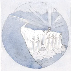 På den hellige traditions vej, mens de holder den hellige skrift højt, går lærerne langs: biskopper og præster med hele folket., 2001 (w/c på papir)
