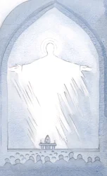 En dag, ved indvielsen, fyldte Kristi nærvær helligdommen, i herlighed, 2000 (w/c på papir)
