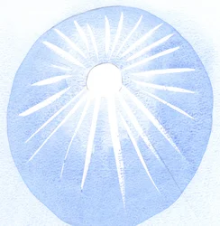 En, der er taknemmelig for solen, er taknemmelig for dens varme og lys, så den, der elsker Gud, burde også elske Guds vilje., 2001 (w/c på papir)