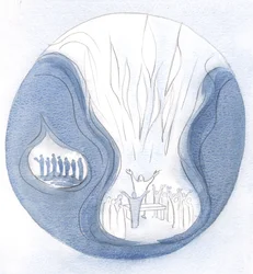 Et ord bedt i forening med Jesus, opstået fra sjælen, gennemborer himlen på en måde, der er umulig for dem, der ikke beder i hans navn., 2000 (w/c på papir)