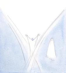 Vor Velsignede Frue havde været et levende tabernakel for Kristus, men jeg så hende stå ved den ene side med hovedet bøjet i ydmyghed., 2000 (w/c på papir)