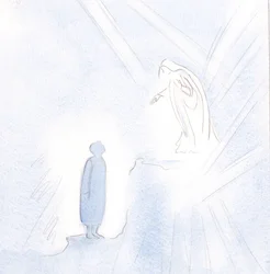 Vor velsignede frue er langt over os i nåde og hellighed, men vi skal ikke være bange for at nærme os hende., 2001 (w/c på papir)