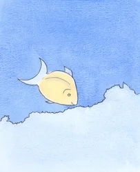 En person, der ivrig søger efter nye hengivenheder, er som en fisk, der søger efter mad, dag efter dag, på Barrier Reef, 2003 (w/c på papir)