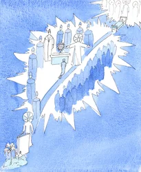 Den katolske kirke lærer den herlige sandhed, at Gud i fortiden rakte ud til mennesker på forskellige måder, 2005 (akvarel på papir)