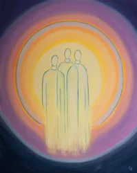 Den hellige treenighed, én gud, tre personer, lever i den kristnes sjæl i blændende pragt, 2002 (olie om bord)