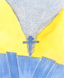 Herren viste mig korset i bunden af en stejl skråning, 2004 (w/c på papir)