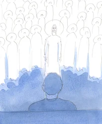 De hellige er overalt omkring os, sammen med Kristus, mens vi beder; de fryder sig over kærligheden i vores hjerter og i hvert ærbødigt ord og gestus, når vi ærer dem og tilbeder og priser de tre guddommelige personer.,