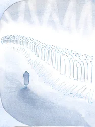 De hellige i himlen ærer dem, der - selv om de er ufuldkomne - lever for Kristus på jorden., 2000 (w/c på papir)