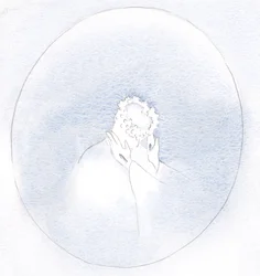Jo mindre vi holder fast i vores egne ønsker, jo lettere kan Kristus iklæde os sine egne dyder og skønhed., 2001 (w/c på papir)