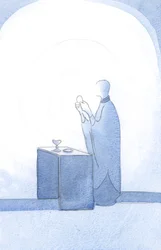 Kristi lys skinnede ud ved indvielsen., 2001 (w/c på papir)