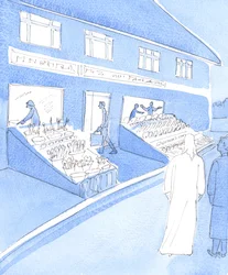 Der er plads til formel bøn, forklarede Kristus, 2005 (akvarel på papir)