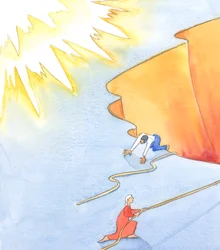 De hellige sjæle, som er blevet hjulpet af vores bønner, og som er klar til Himlen, er som mennesker, der er blevet trukket op ad en stor klippe for i glæde og taknemmelighed at nå frem til toppen, hvorfra de kan se Himlens herlighed i nærheden, 2005 (akva