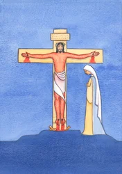 De Kristi venner i dag, som ikke gider gå til messe, opfører sig som Kristi venner for længe siden, der stak af, da Kristus blev arresteret og korsfæstet., 2004 (w/c på papir)