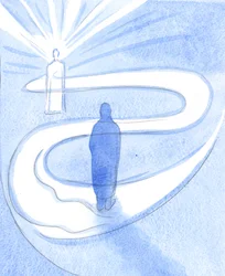 Gennem sin Helligånd, ledende, styrende og beroligende, blidt og kraftfuldt, er Kristus konstant på arbejde i vores liv, 2001 (w/c på papir)