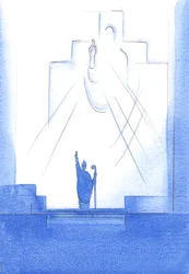 Gennem hver biskop, der er i fællesskab med paven, helliggør, underviser og vejleder Gud Fader os, 2002 (w/c på papir)