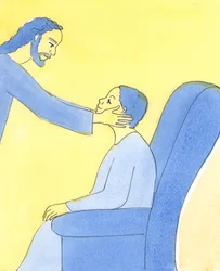 Vi bør aldrig tvivle på Kristi kærlighed. Han tilgiver alle vores synder og fejl, hvis vi vender os til ham med tillid og anger., 2004 (w/c på papir)