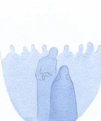 Da barnet Jesus blev fundet i templet, lænede han sig frem og forklarede stille over for sin hellige moder (med uendelig venlighed), at hans arbejde allerede var begyndt., 2001 (w/c på papir)
