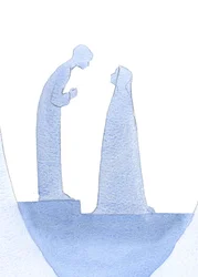 Da barnet Jesus blev fundet i templet, lænede han sig frem og forklarede stille over for sin hellige moder (med uendelig venlighed), at hans arbejde allerede var begyndt., 2001 (w/c på papir)