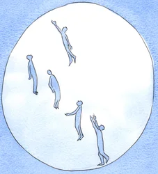 Når sjæle opmuntrer hinanden i hellighed, hjælper de hinanden med at rejse sig i bøn mod Himlen: befriet fra frygt, tvivl eller tøven, 2003 (w/c på papir)