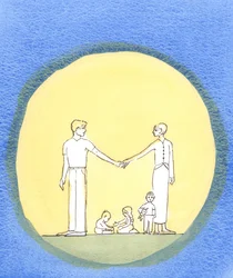 Hvor et ægtepar virkelig elsker hinanden og elsker Gud, ønsker de at gøre hans vilje, 2002 (w/c på papir)