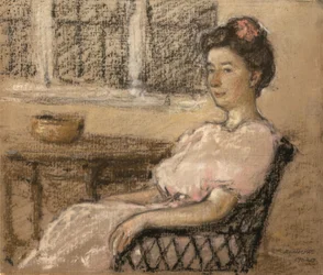 Siddende kvinde i lyserød, 1902.